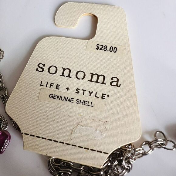 Sonoma Silver Tone Necklace Pink Shades Multi Layer Genuine Shell Stones - Picture 7 of 11